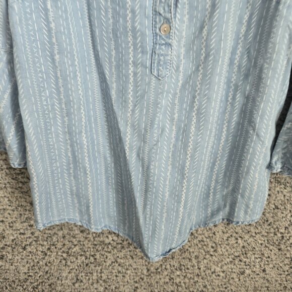 Chicos Top Womens 0 US Small Blue Bell Sleeve Popover Blouse‎ Ladies Chambray - Picture 5 of 7